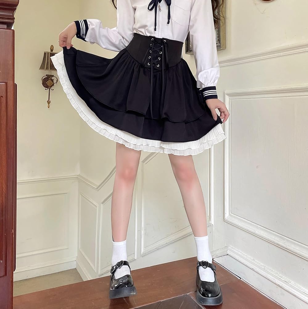 Amazon.co.jp: [SUNNYSTEP] ゴシック ミニスカート フリル ハイ